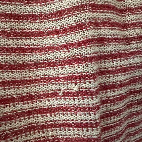 LRL Lauren Jeans Co Women Linen Knit Top Petite Tan Red Blue Striped Preppy - Picture 5 of 8